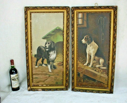 Antique pair french - pair, canvas