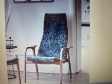 SWEDESE YNGVE EKSTROM LAMINO LOUNGE CHAIR WALNUT SHEEPSKIN COVER RRP £2,299.00