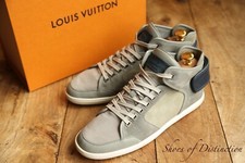 Louis Vuitton LV Monogram Grey Suede Leather Shoes Hi Tops Trainers UK 7 US 8