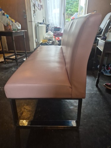 Pink faux leather bench seat - faux,