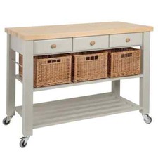 Butchers Trolley: 3 Drawer Lambourn Trolley in French Grey, Fully Assembled