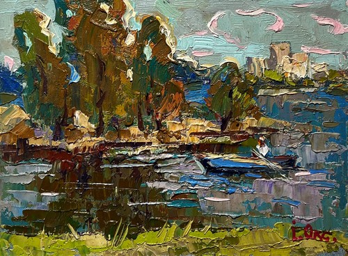 Oil painting outside the city - oil,
