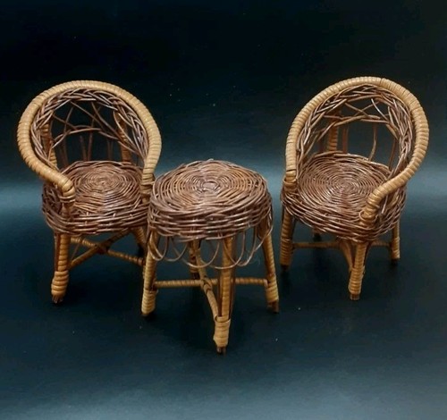 Miniature woven wicker dolls - miniature,