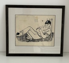 Charles Alfred Mozley (1914 – 1991) Original Pen Ink Jack Hobbs Cricket