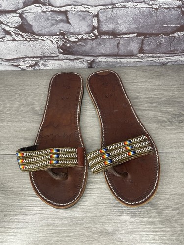 Bff brown leather beaded - brown,