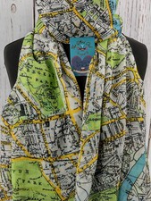 CITY OF LONDON TRAVEL MAP SCARF MULTICOLOURED SHAWL WRAP GIFT WRAP/BOX
