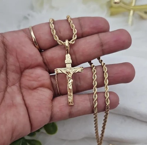 Gold crucifix necklace for - crucifix,