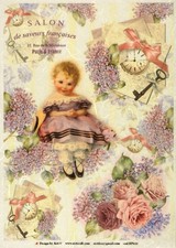 Vintage French Girl & Lilac A4