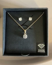 Lovisa Diamond Simulants Jewellery Set Necklace and Earrings Gold Colour New