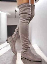 Ladies grey thigh high - ladies, boots