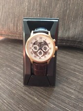 NEW! Rotary Men’s Rose Gold Skeleton Automatic Leather Strap Watch GS00244/01