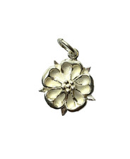 Vintage ST. Silver White Enamel York Tudor Rose Charm