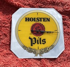 Vintage Holsten Pils Lager Beer Advertising Mirror Clock Working Bar Man Cave