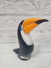 Murano Style Black Toucan Bird Glass Figurine. PS