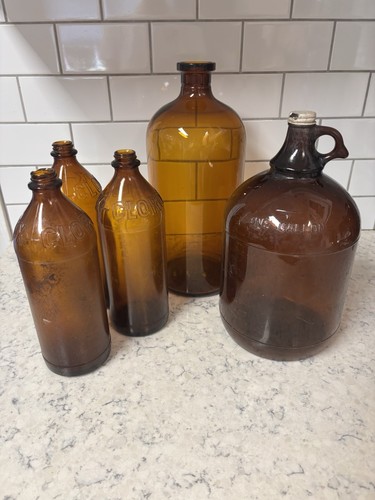 Vtg collection amber glass - collection,