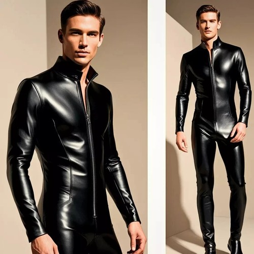 Men leather slim fit black - men's,
