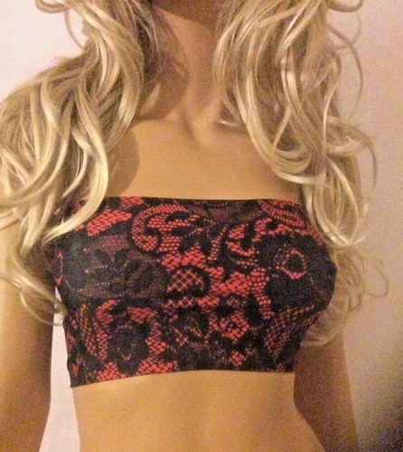 Black red boob tube - boob, lace