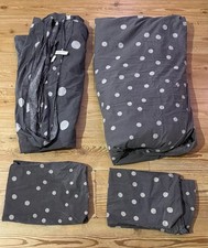 La Redoute Grey/White Polka Dot King Size Quilt Cover Flat Sheet Two Pillowcases