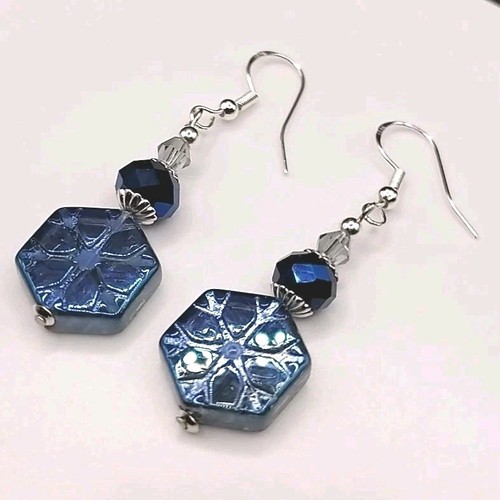 Hexagon snowflake navy royal - hexagon,