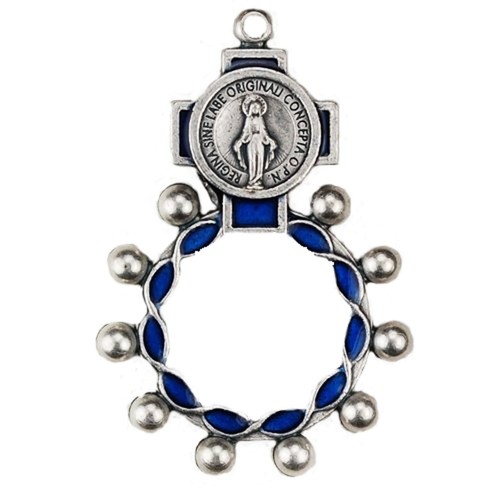 Blue miraculous rosary ring - blue,
