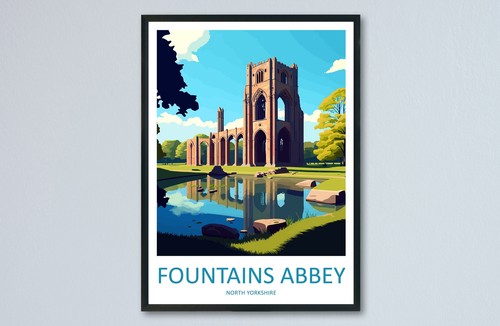 Fountains abbey travel - fountains, print