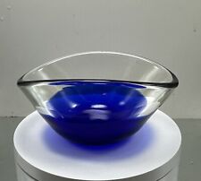 Hadeland Glass Bowl Blue Scandinavian Willy Johansson Norway Vintage