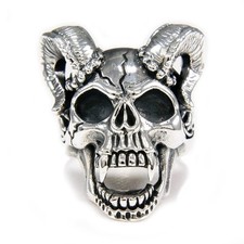 chrome Heart/ Ram/Deity/Skull/Goat/Horns/925 Sterling silver Ring/Gothic/Skull