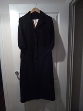 BHS Fab Coat Wool Ladies 10 Black Long Full Length Golden Lining Xmas Warm Gift