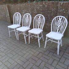 Set of 4 Vintage Hand Painted Upcycled Wheelback Kitchen or Dining Chairs 60s70s