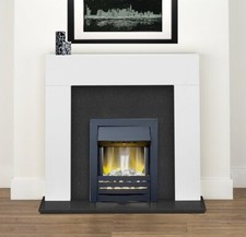 WHITE FIREPLACE SURROUND BLACK