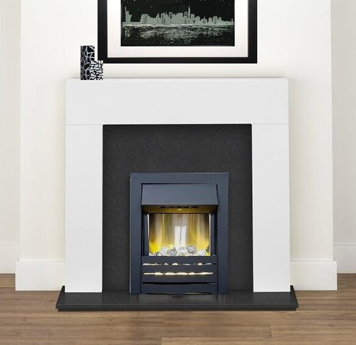 White fireplace surround black - white,