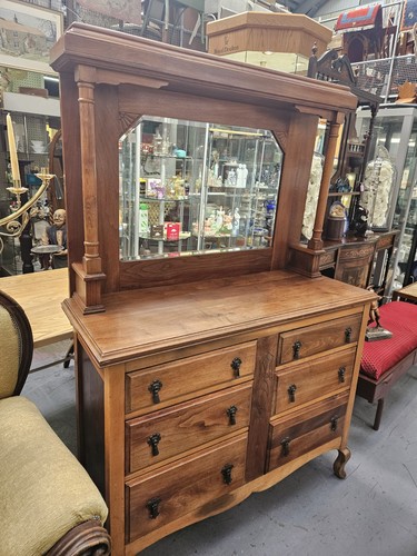 Antique walnut mirror - walnut, backed