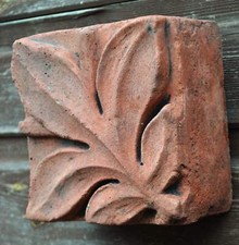 Victorian decorative brick copy antiqued terracotta wall tile "Single leaf"