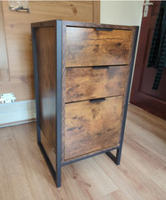 Industrial Bedside Table Rustic Metal Chest Drawers Vintage Tall Side Cabinet