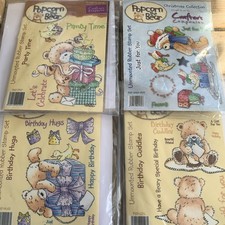Popcorn the Bear Rubber Stamps 