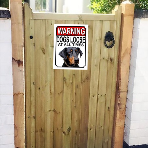 Warning dogs loose doberman - warning,
