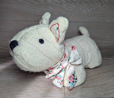 Knitted Dog Door Stop  Soft Fabric Novelty  Ornament Home Decor - Used Good