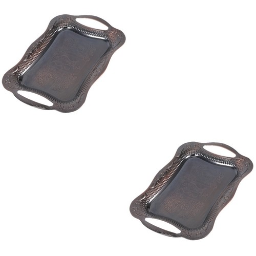 2pcs brown metal serving - 2pcs, tray