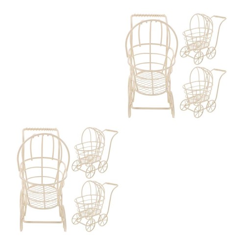 Durable beige iron doll pram - doll,