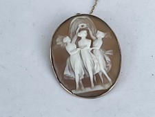 Antique 9ct Rose Gold Cameo Shell Brooch, 49mm - c.1900/1910