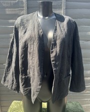 OSKA BLACK OPEN LINEN JACKET