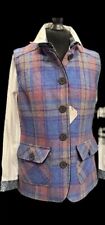 New Ladies Harris Tweed 100% Wool Gilet /Waistcoat Pink /lilac/Blue Check uk 14
