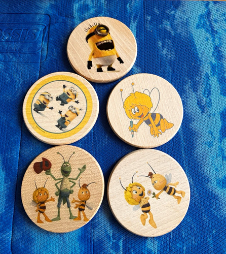 Printed wooden disc circles - printed,