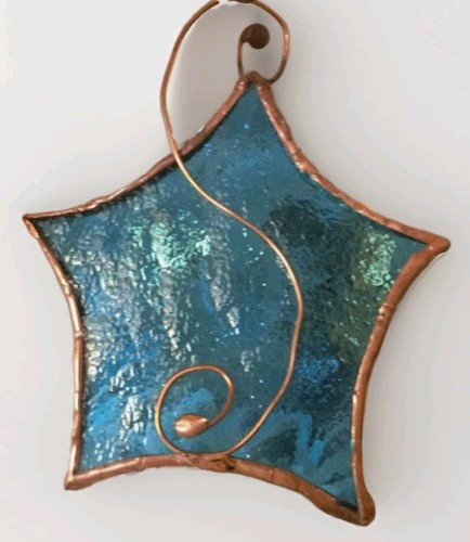 Turquoise star suncatcher - star,