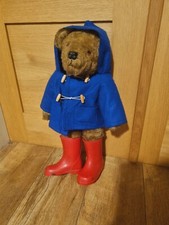 Vintage Brown Paddington Bear Made in Britain Mothercare Red RubberWellies