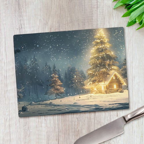 Christmas log cabin glass - log,