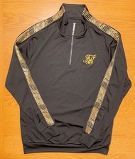 Sik Silk Tracksuit Top Black and Gold, Size Medium