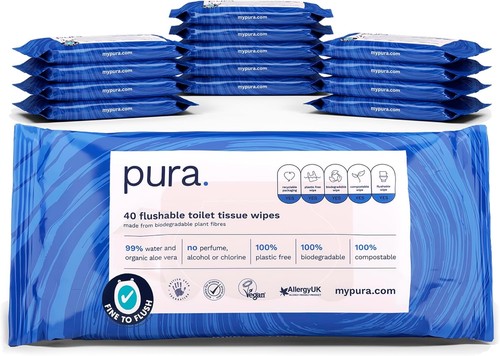 Pura toilet tissue wipes - tissue,