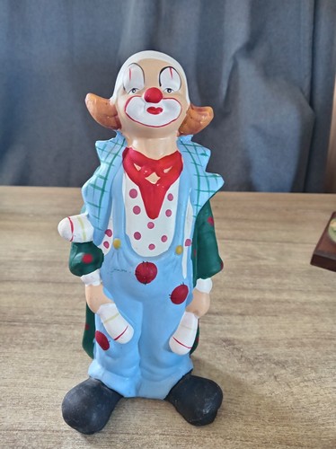 Vintage pottery clown ornament - pottery,