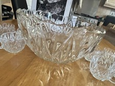 Crystal Punch Bowl With 12